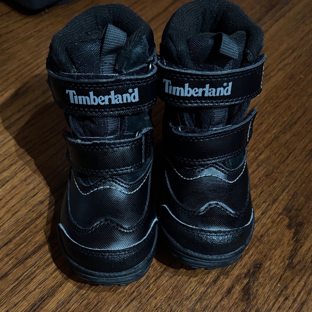 Timberland Kids Black Adventure Boots double Velcro straps